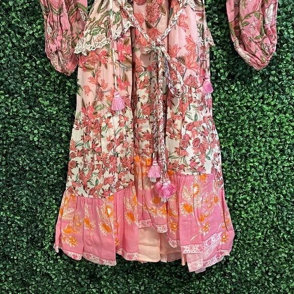 NWT HEMANT & NANDITA Midi Tiered Floral Dress with Braided Belt - Picture 4 of 11